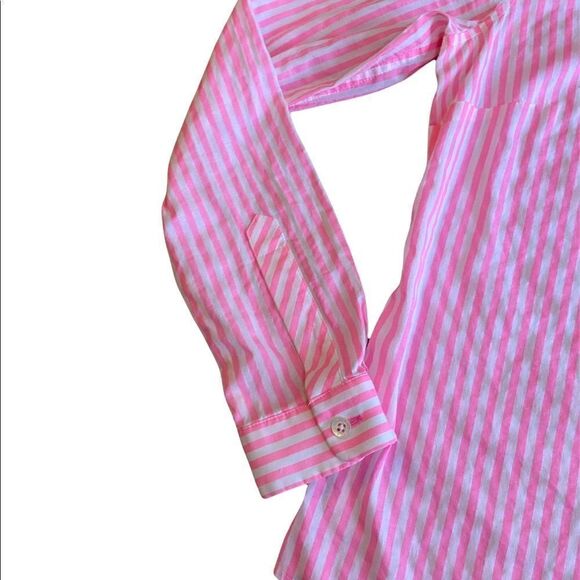 ⭐️⭐️HOST PICK⭐️⭐️ EUC Pink Tartan pink and white striped shirt - Picture 9 of 10